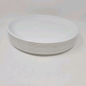 Vtg Rubbermaid White Plastic Plates Set Of 10 #3840 Melamine 10.25" CottageCore